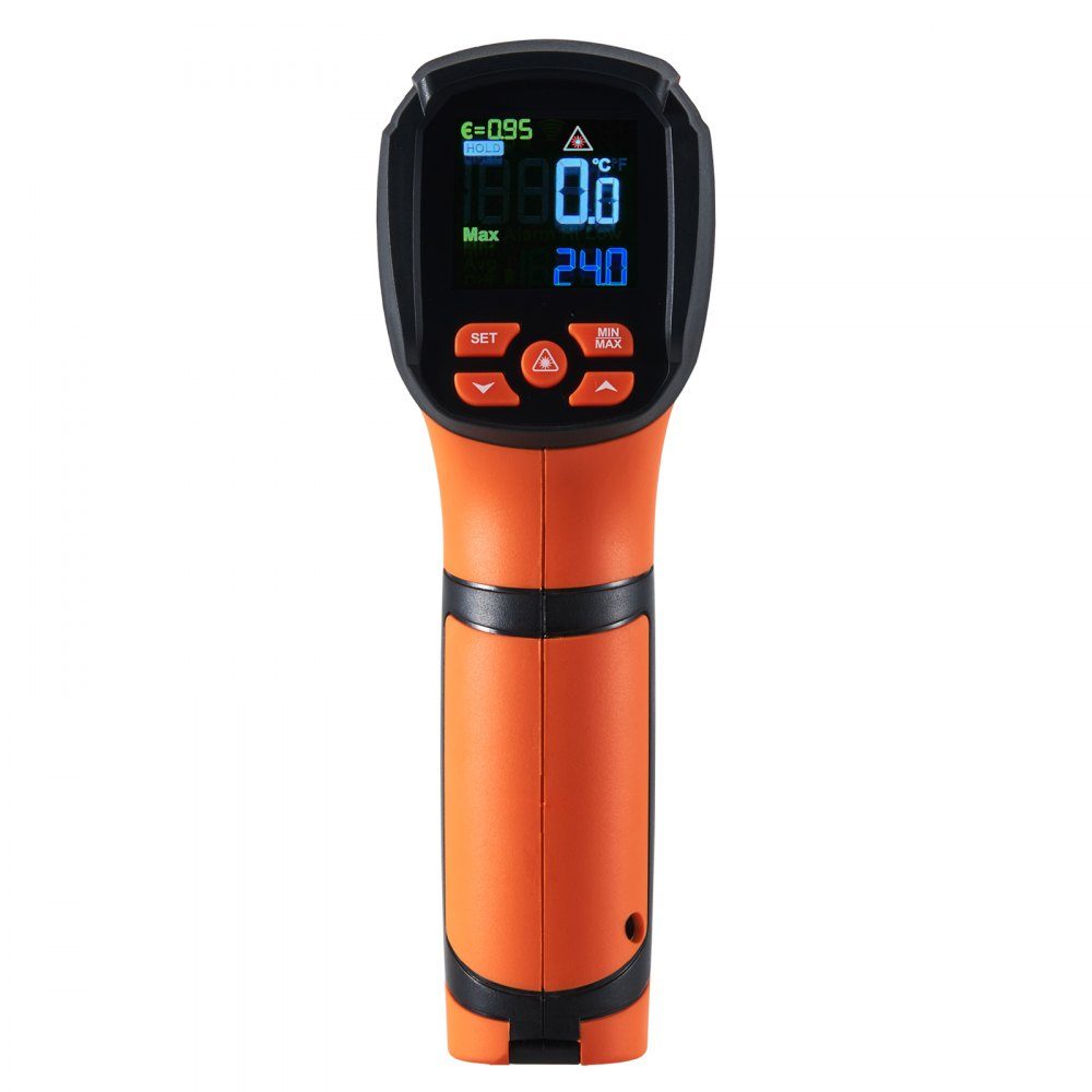 Infrarot-Thermometer IR 50:1, Pyrometer -40 °C bis 1500 °C, Laser-Temperaturmessgerät, 180 x 120 x 60 mm, Temperaturmessgerät, nicht menschliches Körperthermometer für Kochen/Grillen/Gefrierschrank/Industrie