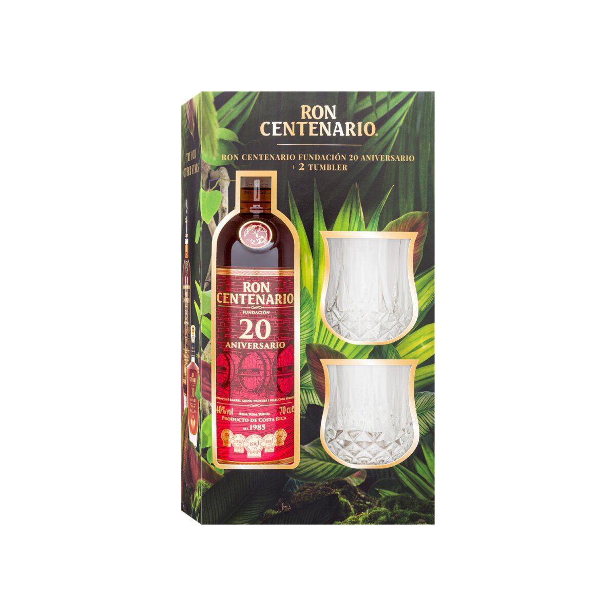 Ron Centenario Fundacion Rum 20 years + 2 cups, 40% Vol