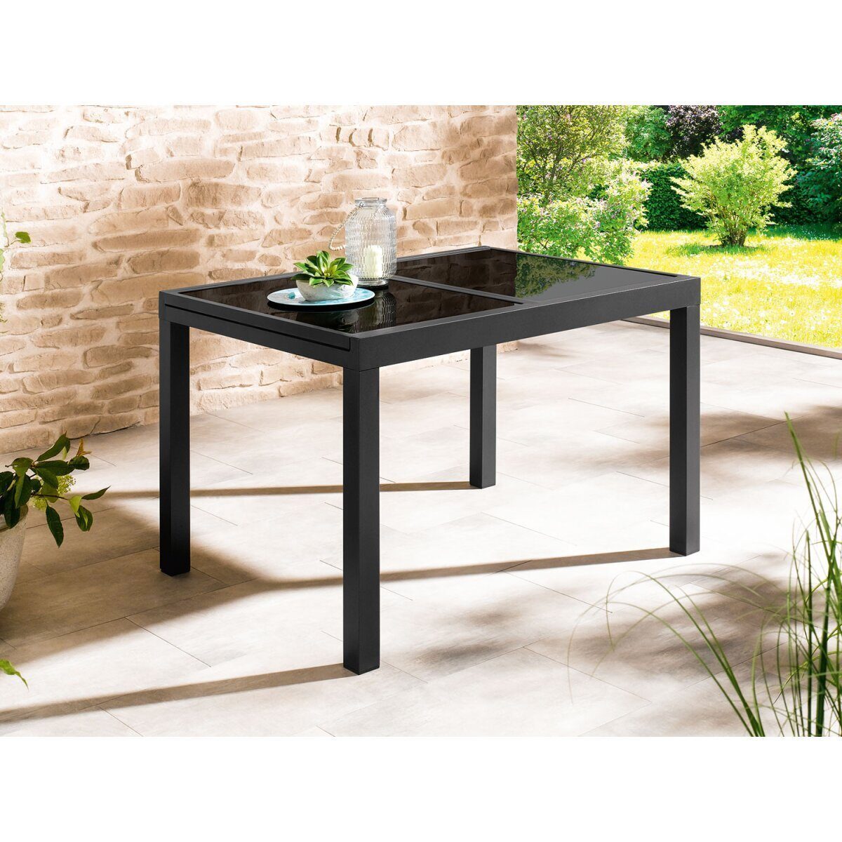 Gartentisch Aluminium schwarz ausziehbar