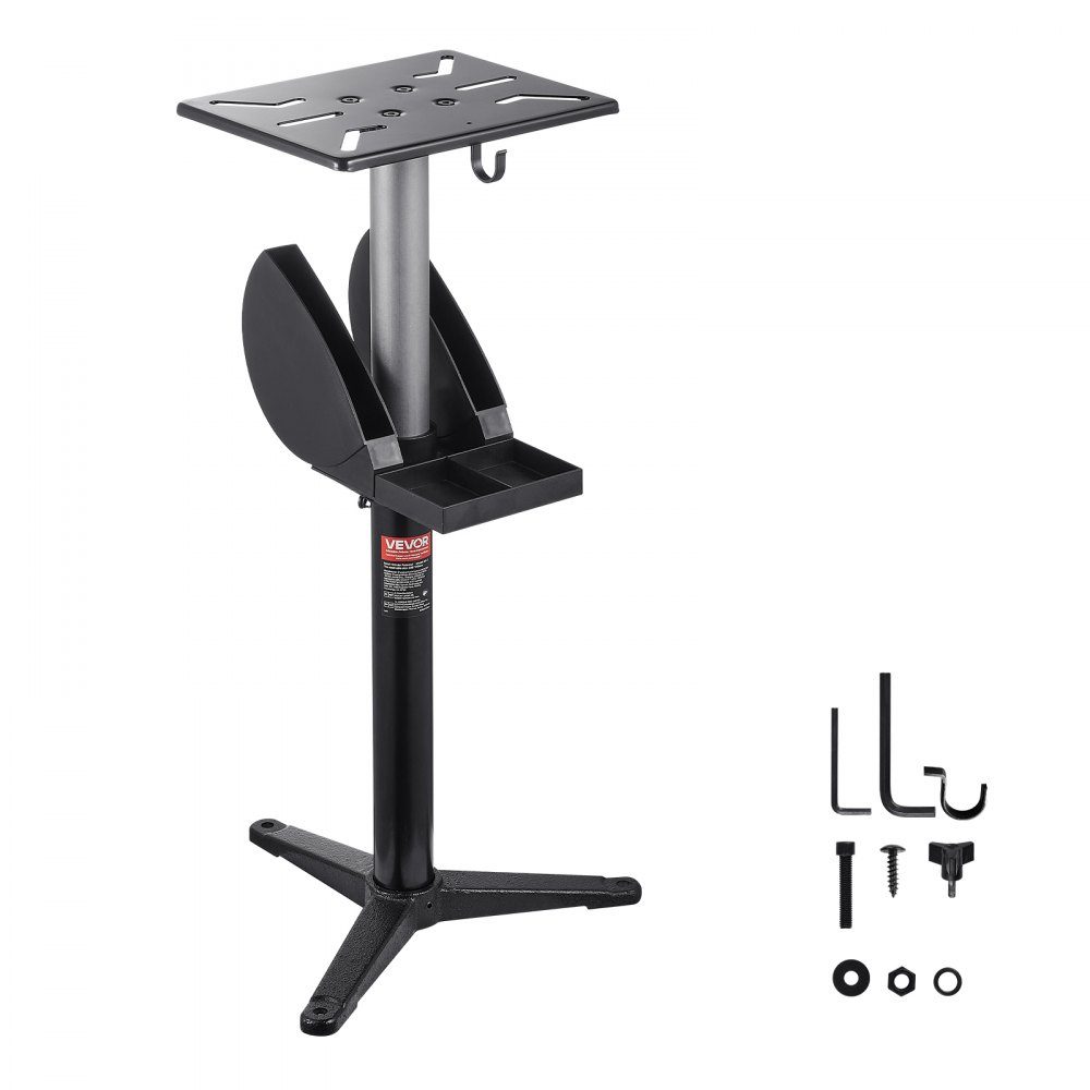 Sanding Stand, Bench Grinder Base for Bench Grinders with 315 x 254mm Mounting Plate, Height Adjustable Base Stand with Grinding Wheel Storage Compartment and Cast Iron Base