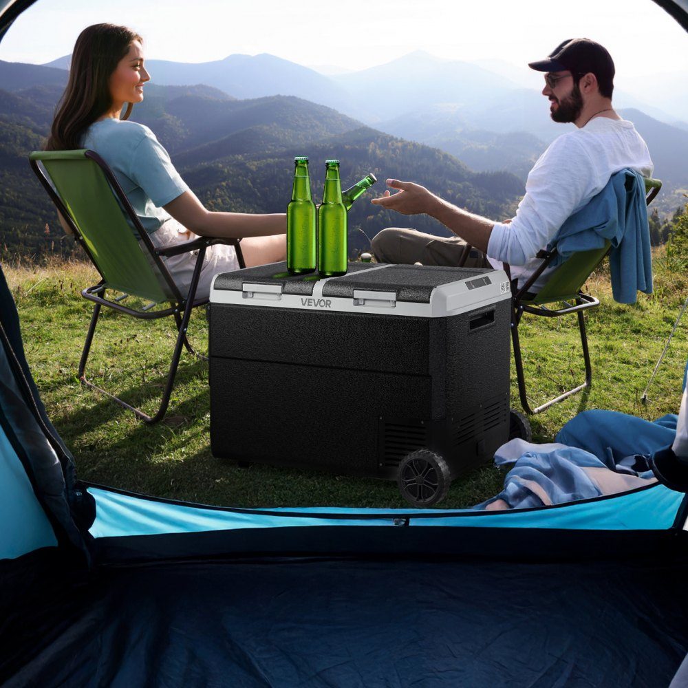 95L Electric Compressor Cooler, 12/24V DC & 100-240V AC, Portable Car Cooler Box with Wheels and Handle, Freezer up to -20°C, Mini Fridge for Car, RV, Truck, Camping and Outdoor