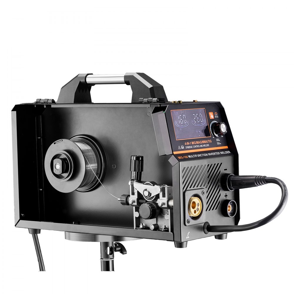 MIG-lasapparaat, 160A-lasapparaat, synergisch MIG-lasapparaat, 4-in-1 gas/MIG/MMA/Lift TIG-multiproceslasapparaat met IGBT-invertertechnologie en LCD-scherm