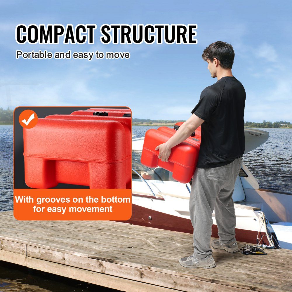 Marine Fuel Tank 55L Portable Outboard Engine Boat Tank Plastic Outboard Marine Boat Fuel Tank with Hose Easy to Carry for Yacht Fishing Boat Deck Boat Red