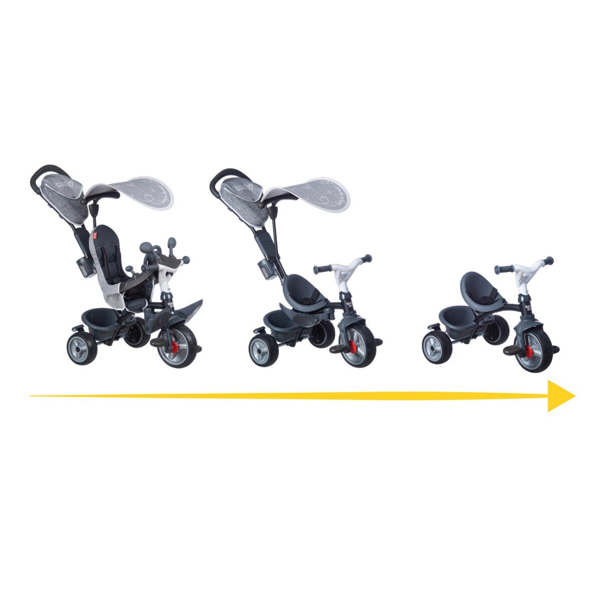 Tricycle 3-en-1 SMOBY « Baby Driver Plus », fonctionnalités premium bonnes