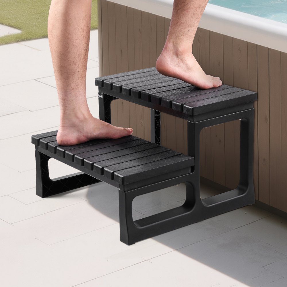 Bathtub Step, Pool Stairs, 2-Step Outdoor Stairs, 23.5" Wide PP Ladder for Above Ground/Inflatable Pools with 300lb Load Capacity, Versatile for RVs with Porches and Patio