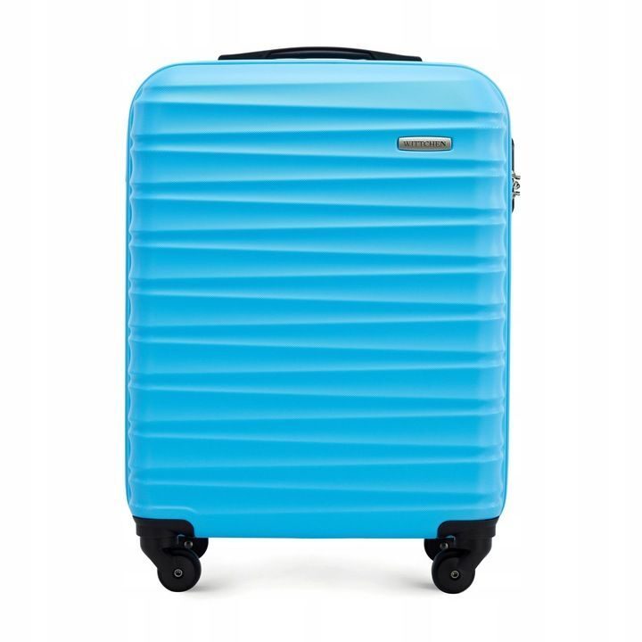 Premium Koffer Reisekoffer Bordkoffer mit Rippen ABS-Kunststoff 34l Blau