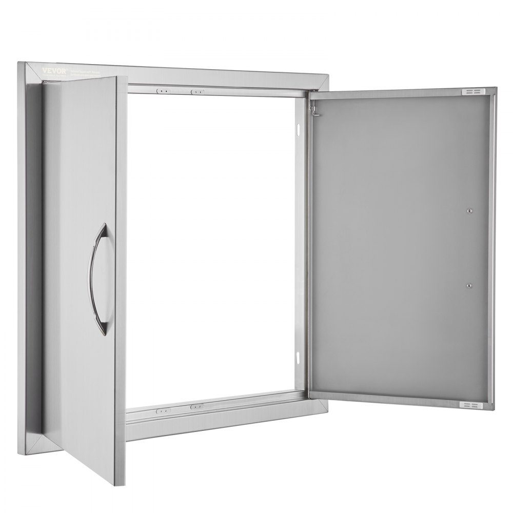 Grill Access Door 660x609mm Double Outdoor Kitchen Door Flush Mount Stainless Steel Door Vertical Wall Door with Handles for Grill Island Grill Station Outdoor Cabinet