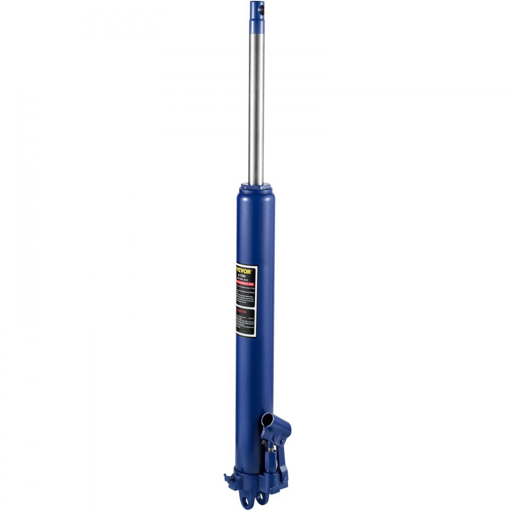 Cric hydraulique long 8T avec pompe à piston unique et base à chape, cric à plate-forme élévatrice manuelle avec poignée pour grues d'atelier, palans à moteur, bleu
