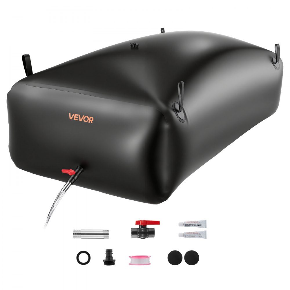 Vessie de stockage d'eau, sac d'eau 1000 L avec robinet, sac d'eau pliable et portable en PVC 1000D, stockage d'eau pour système d'irrigation, résistance à la sécheresse et aux catastrophes, noir