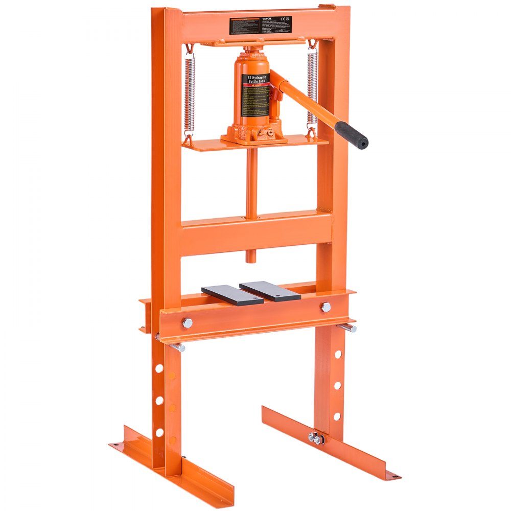 Workshop press hydraulic press 6 t, car frame press press 55-250 mm, 110 mm lifting height manual bearing press carbon steel workshop press for car bushings, ball joints, U-joints etc