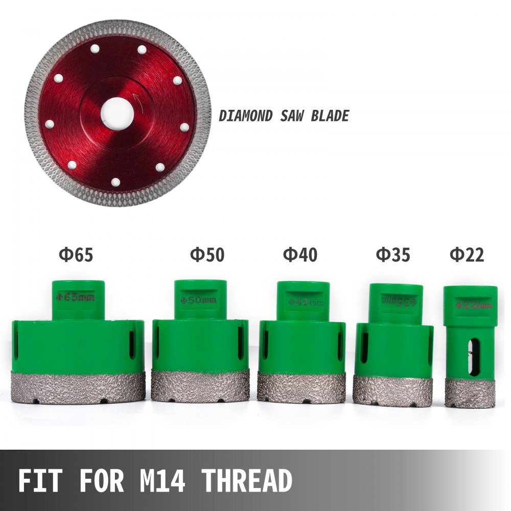 Diamant-Lochsäge 20, 35, 40, 50, 65 mm, Fliesenbohrer Lochsäge M14 Gewinde, Diamantbohrer 1,4 mm Blattstärke, Glasbohrer mit 5 Bohrern und einer Klinge, Folienschweißgerät für Fliesen, Granit Diamant-Lochsäge 20, 35, 40, 50, 65 mm, Fliesenbohrer Lochsäge M14 Gewinde, Diamantbohrer 1,4 mm Blattstärke, Glasbohrer mit 5 Bohrern und einer Klinge, Folienschweißgerät für Fliesen, Granit