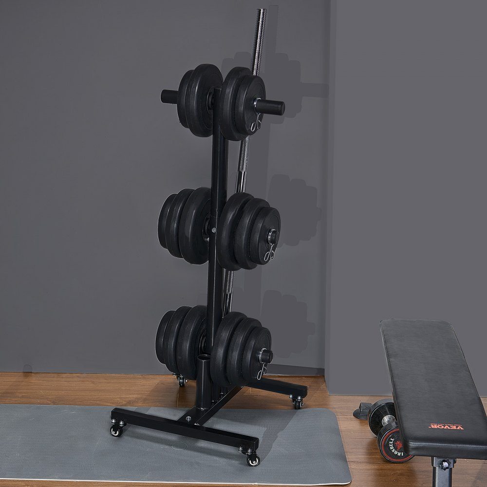 Support de plaque de poids Arbre de plaque de poids pour plaques de poids de 2 pouces, arbre de plaque de poids standard enroulable, support de stockage de poids avec une capacité de charge de 454 kg, support de stockage