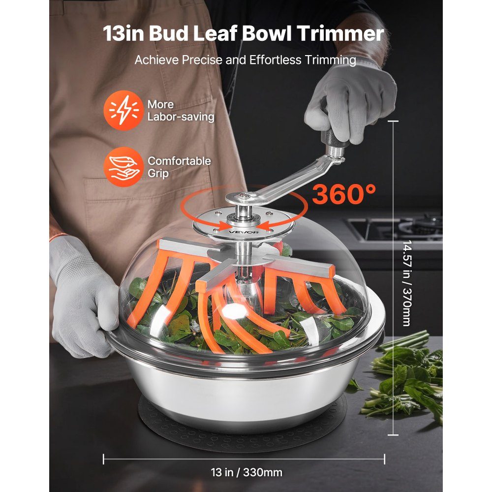 Harvester Bowl, 13" Manual Bud Trimmer, Bud Trimmer, Wet & Dry Hydroponic Cutting Machine, Twisted Spin Cut for Plants, Leaves, Buds, Flowers