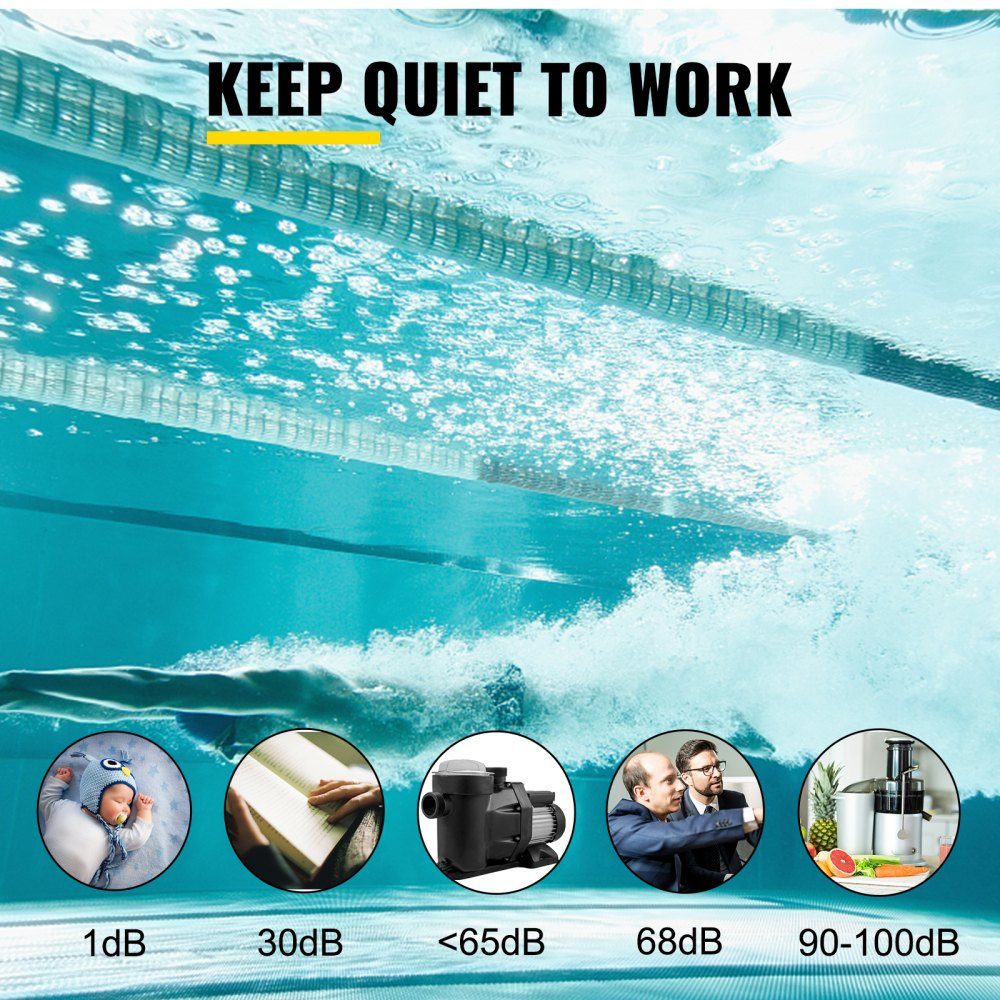 Swimming pool pump 750 W 1 HP pool pumps max. flow 19200 L/H filter pump speed 3450 rpm circulation pump max. temperature 50° C water pump pool ideal for swimming pools thermal baths SPA
