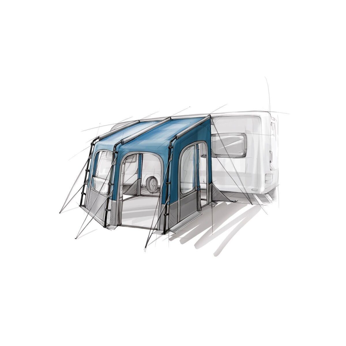 CRIVIT® Caravan-Teilmarkise, mit Panoramafenster, blickdichte Vorhänge