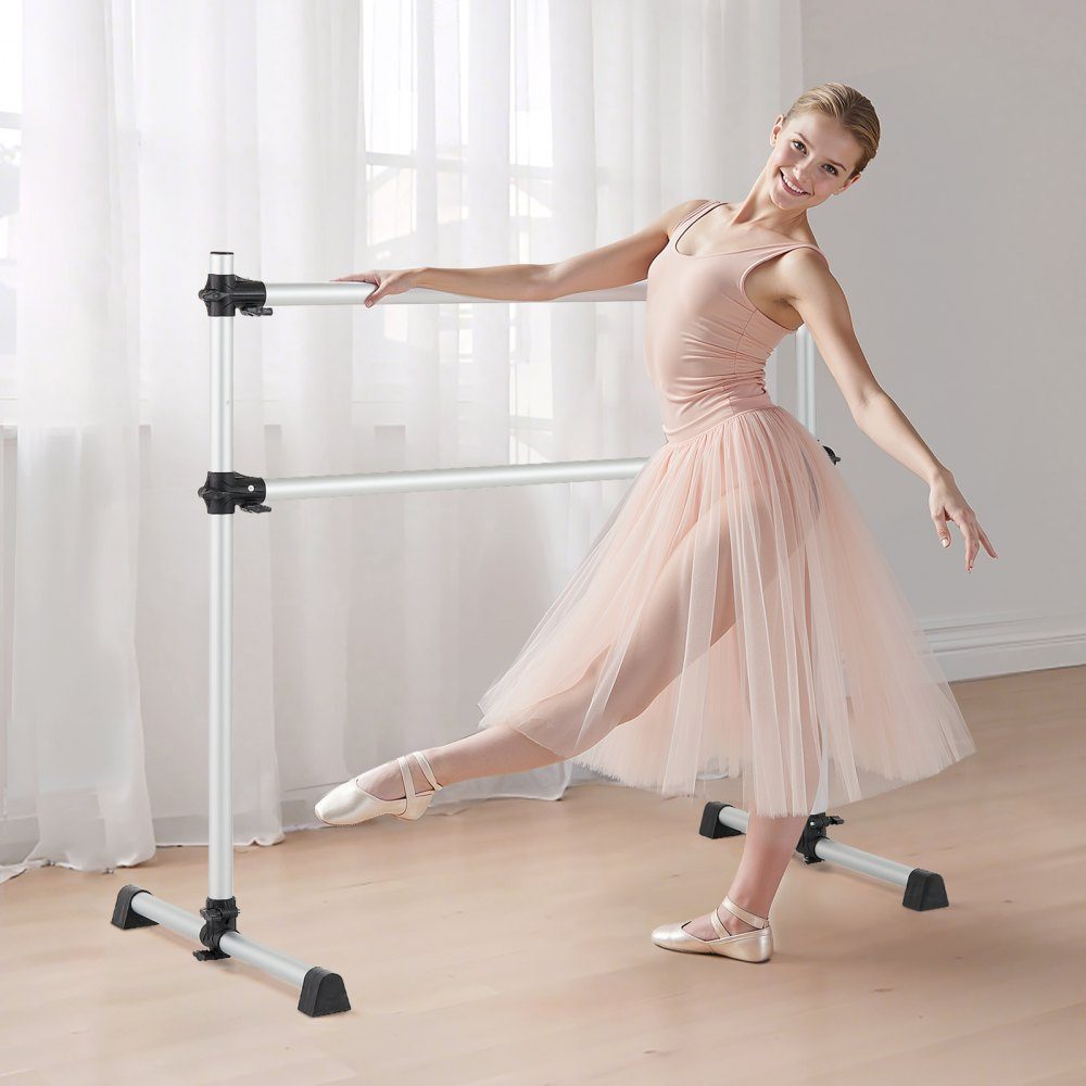 Ballet bar dance bar free-standing double bar (136 kg load capacity), height adjustable (170-1165 mm) stretching bar made of aluminum for ballet, balance training, relaxation exercises