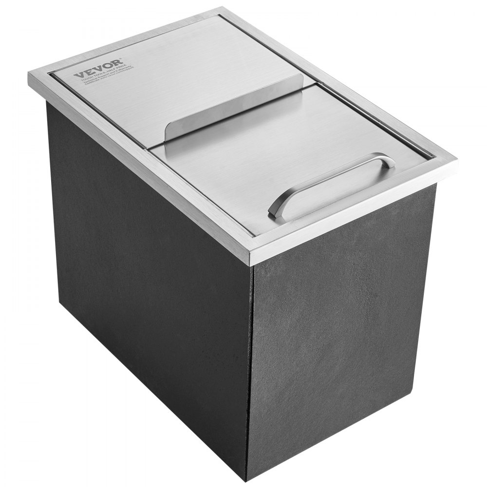 26.7L Drop-in Ice Box, 456 x 304 x 371mm Stainless Steel Ice Cooler, Commercial Ice Container with Sliding Lid, Integrated Ice Storage Box, Drain Pipe and Drain Plug Included 26.7L Drop-in Ice Box, 456 x 304 x 371mm Stainless Steel Ice Cooler, Commercial Ice Container with Sliding Lid, Integrated Ice Storage Box, Drain Pipe and Drain Plug Included