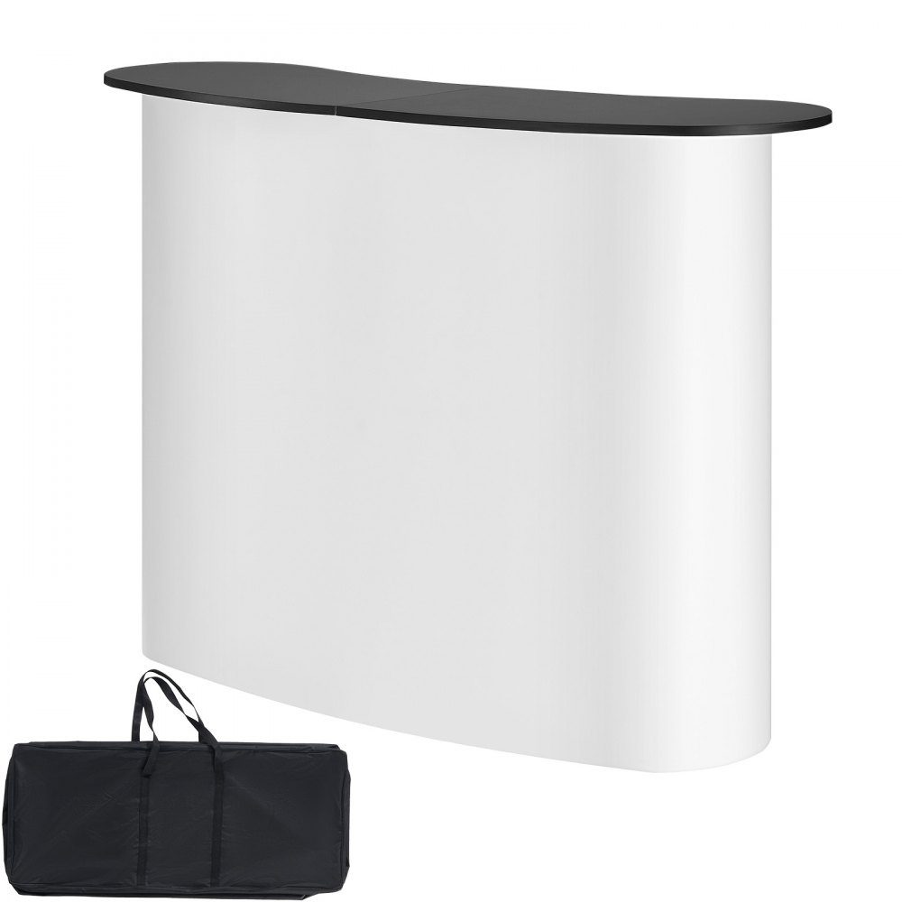 Tragbare Messetheke, Messetheke, 130 x 46,5 x 95 cm, Messestand, Ausstellungsthekenständer, faltbarer Promotion-Einzelhandels-Stehtisch, Pop-up-Podium mit Ablagefach, Tragetasche