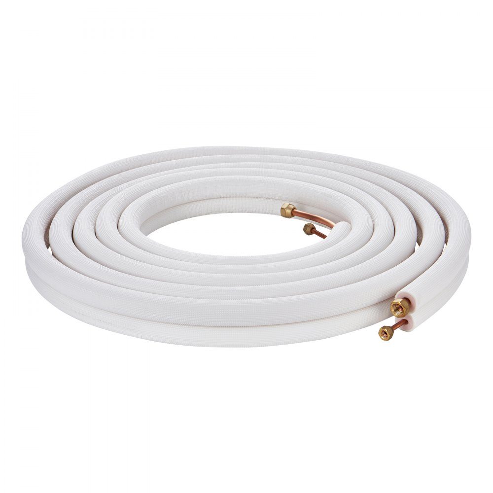 7620mm mini split line kit, 6.4mm and 9.5mm OD copper pipes with three-layer insulation, for air conditioning or heating pump equipment and HVAC with extensive accessories
