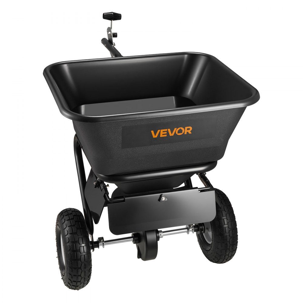 Spreader 38.6 kg load capacity, centrifugal spreader trailer spreader 3 m spreading width, spreading trailer with 25.4 cm tires, adjustable spreading quantity, lawn spreader for seeds, fertilizer and road salt