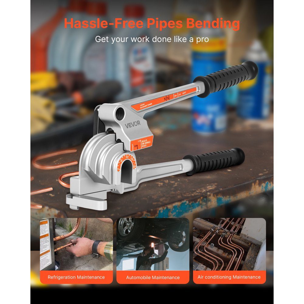 Pijpenbuiger, 6,35/9,525/12,7 mm OD, 3-in-1 pijpenbuiger met handmatig niveau, 180° buiggereedschap voor koperen aluminium buizen voor autoreparatie, HVAC, airconditioning