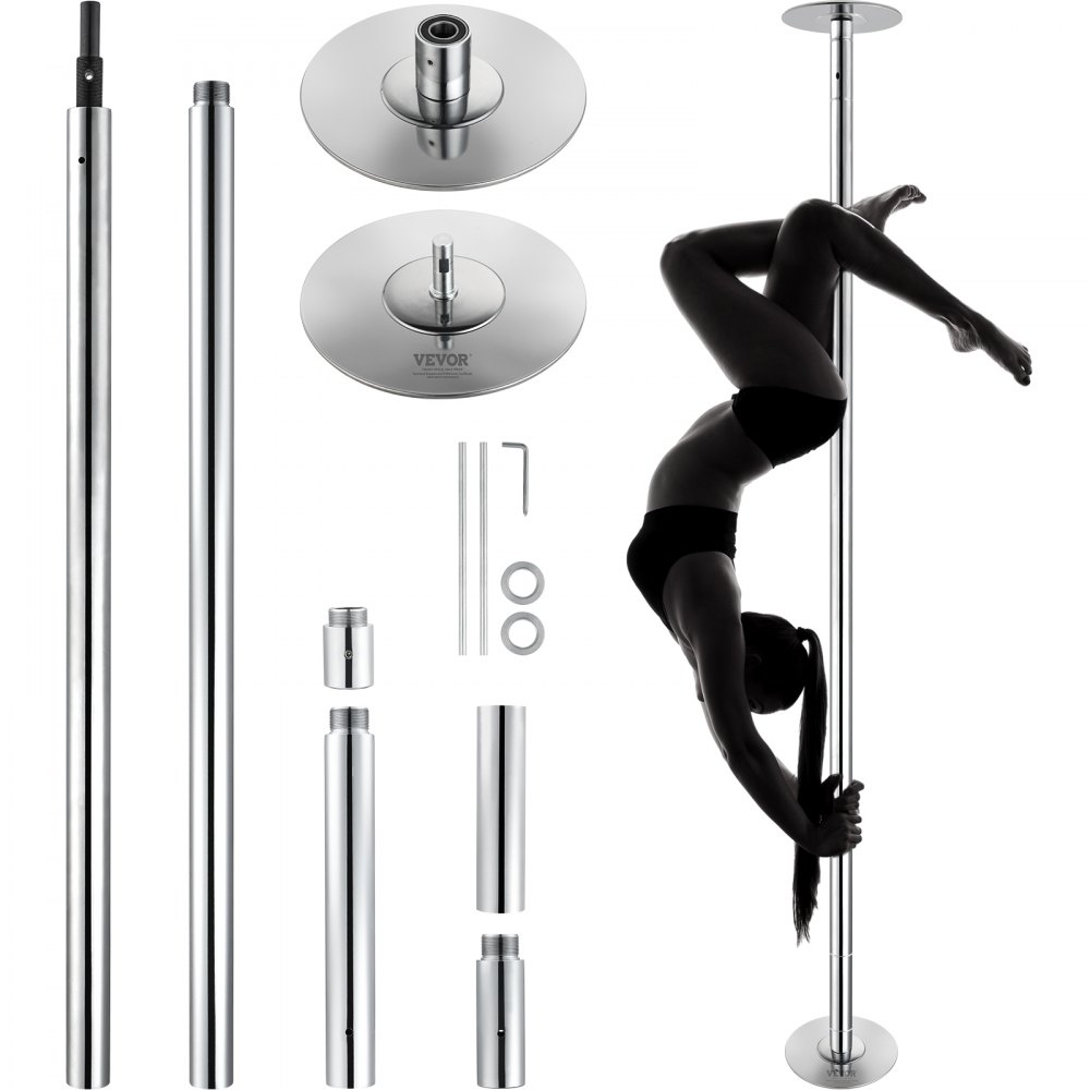 Professional Dance Pole, Pole Dance Portable Dance Pole Professional Approx. 83-110" Height Adjustable Removable Fitness Pole Spinning Fitness Silver, Dance Pole Gyms, Club, Party