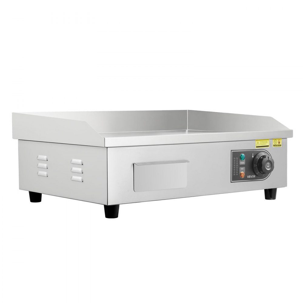 Electric grill commercial grill plate (535 x 300 mm) 3200 W with 50-300 °C adjustable temperature control, frying plate griddle plate with 2 spatulas & 2 brushes & 4 foot pads for steak