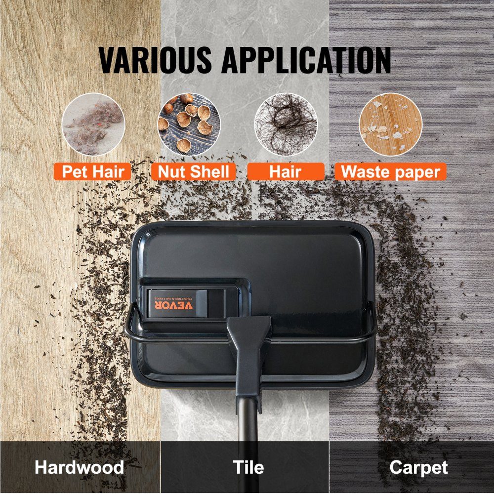Carpet Sweeper, Manual Floor Cleaner, 200mm for Cleaning Carpets and Hard Floors, Pet Fur Remover, Brush Comb for Removing Dirt/Hair without Electricity