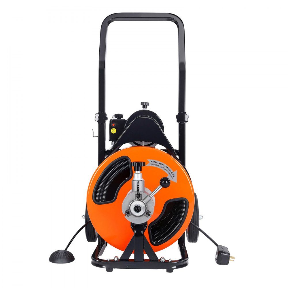 Pipe cleaning machine with automatic feed, 30m x 9.5mm pipe cleaning spiral with rollers, electric pipe cleaner for 5-10cm pipes, pipe cleaning device for drains, toilets, sinks