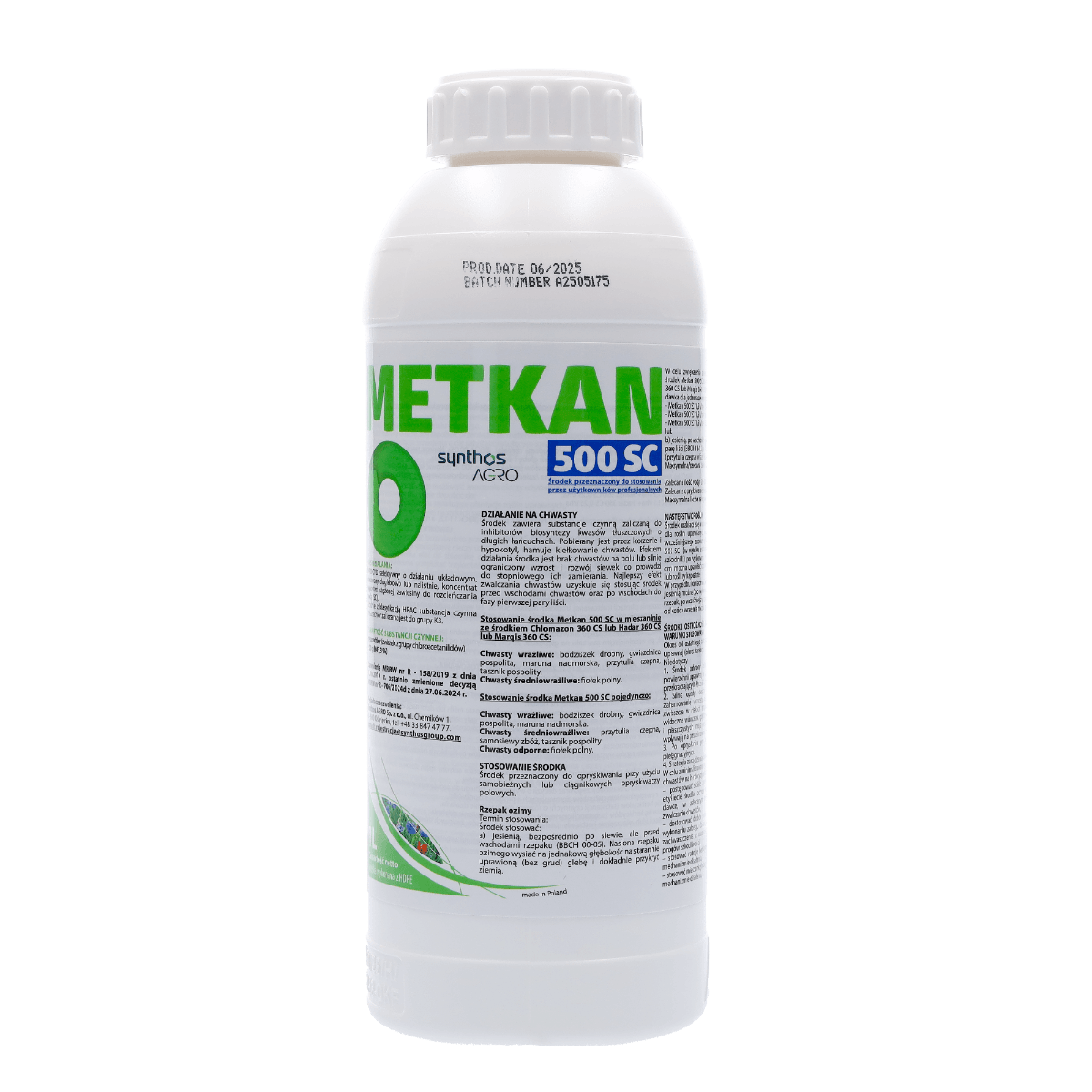 Metkan 500 SC (Metazachlor) herbicide Synthos Agro