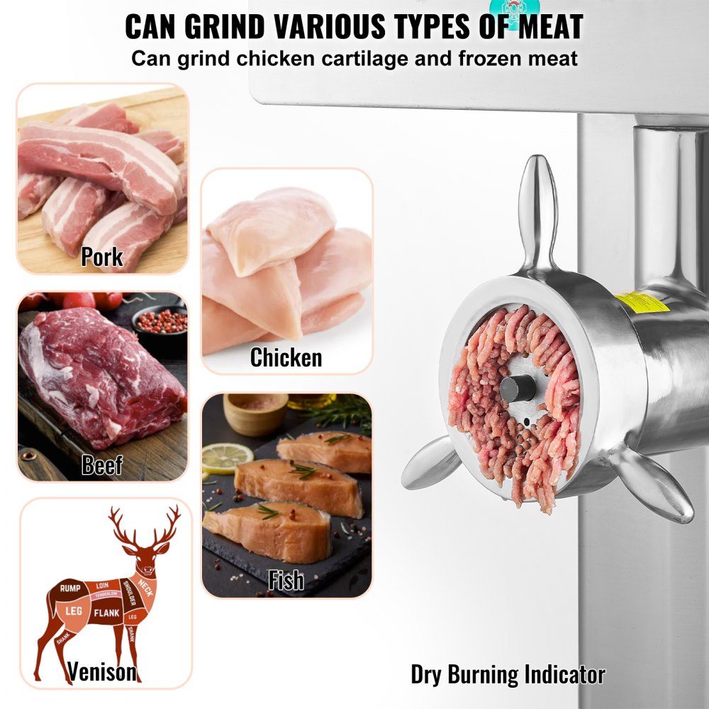 Commercial Meat Grinder 16.65kg/min 4000W Electric Meat Grinder with Blades and Grinding Plates Electric Sausage Machine Commercial Stainless Steel Meat Grinder for Kitchen Restaurant Butcher Shop – Part No. HT-24036