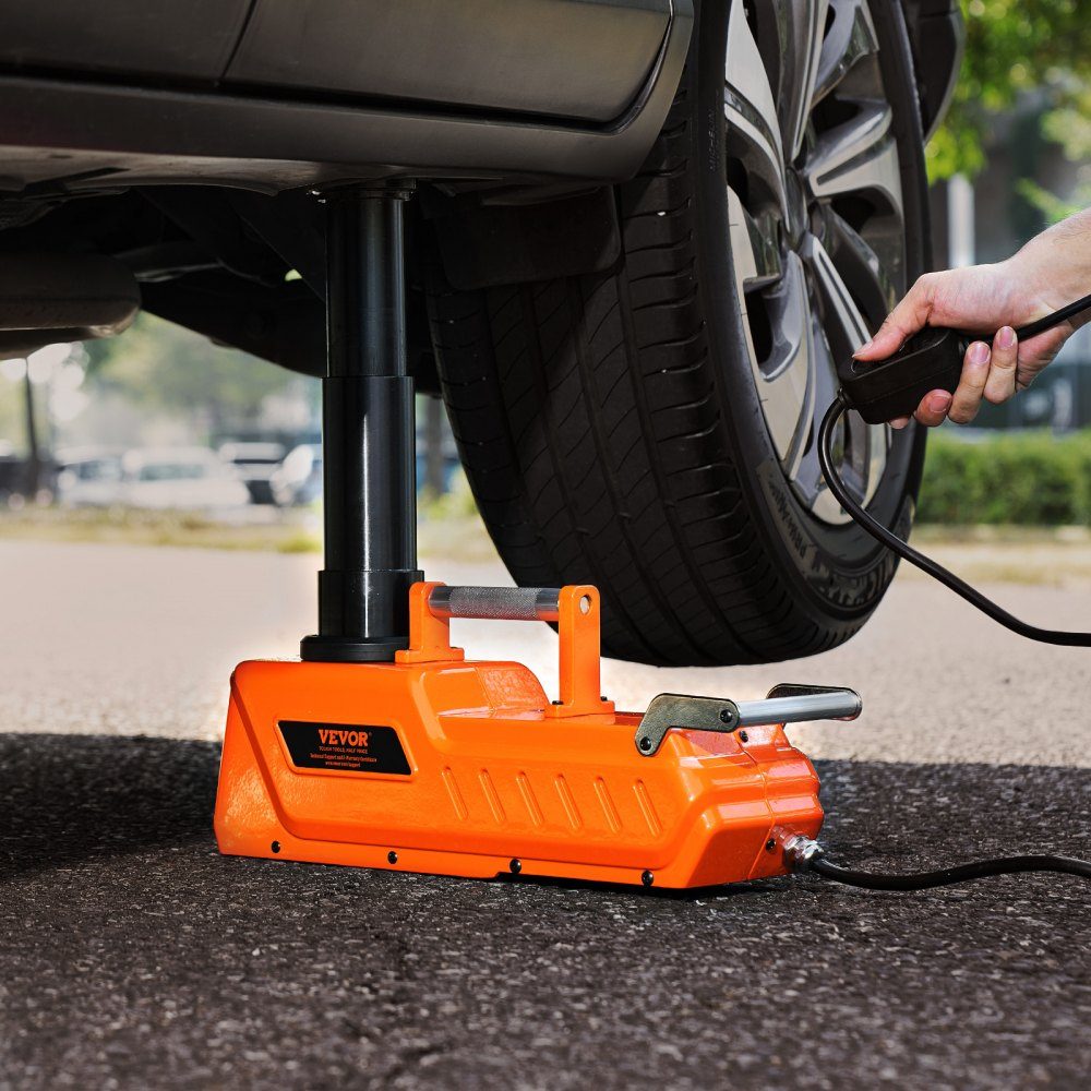 Cric de voiture électrique 15T Cric à ciseaux électrique réglable avec haute capacité, remplacement du changeur de pneu 12V avec double alimentation et lumière LED, ensemble de cric de voiture pour camion berline SUV