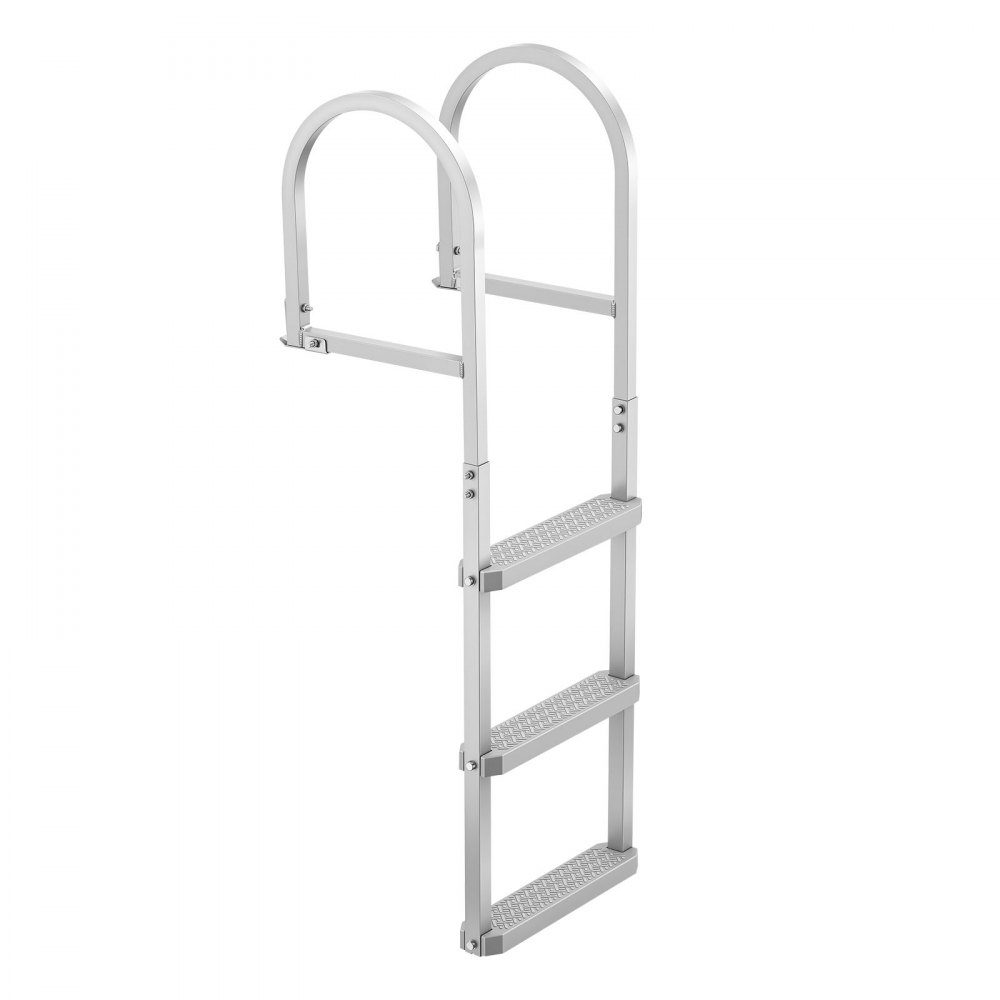 Dock Ladder Removable, Boat Ladder with 3 Non-Slip Steps, Wide Pedals and Handrail, 500lb Aluminum Alloy Pool Ladder, Entry Ladder for Docks, Pools, Lakes, Boats, Silver