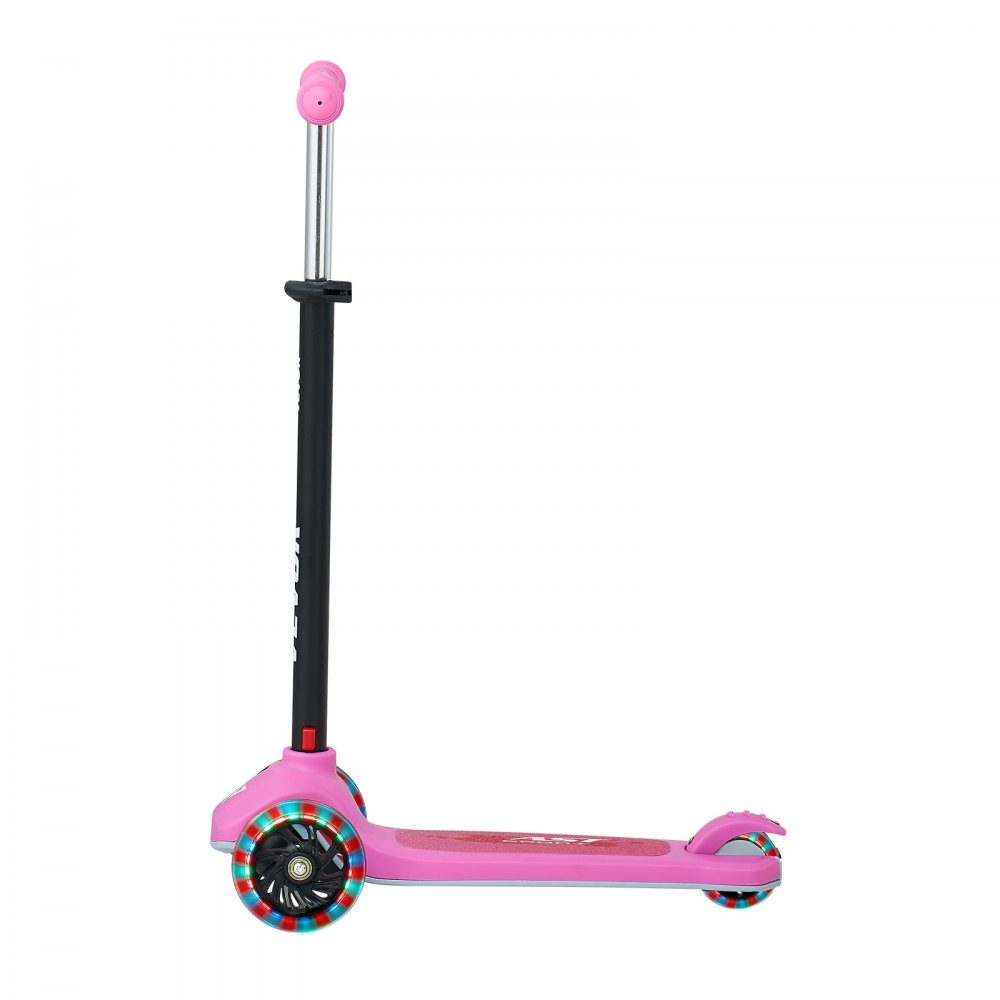 Scooter (3 Räder) ab 3 Jahren, Cityscooter Kinderroller mit leuchtenden Rädern & höhenverstellbarem Lenker & rutschfestem Deck & leichtem Aluminiumrahmen, Tretroller bis 75 kg, Pink