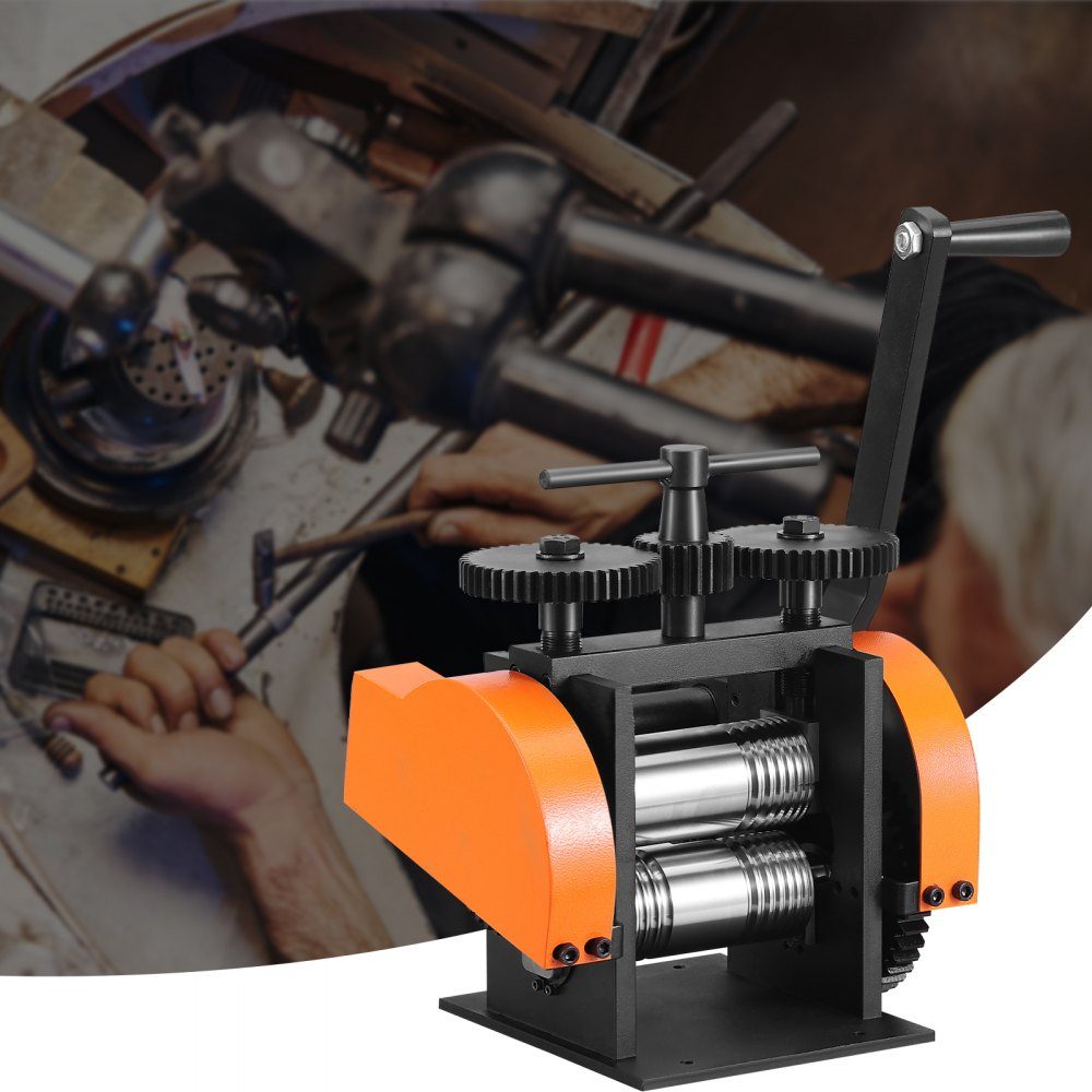 3 in 1 Handwalzwerk Maschine 45 mm Kombiwalzwerk, Handwalzwerk Schmuckwalzwerk einstellbare Dicke von 0 bis 6 mm, Handwalzwerk Maschine für Platin/K-Gold/Messing/Aluminium