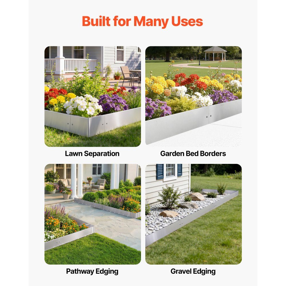 Lawn edging, pack of 10, 100 x 23 cm, bed edging, bed edging made of Corten steel with 11 connecting plates, bed edging, lawn slabs, mowing edge, garden palisade made of metal for flower beds and garden paths