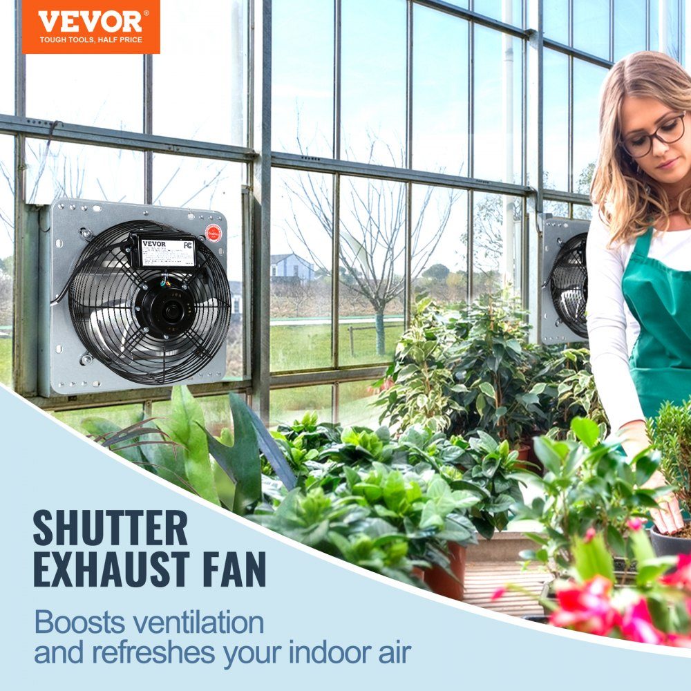 Exhaust Fan 406mm 1400RPM 1506CFM Aluminum Wall Fan with AC Motor Ventilation and Cooling for Greenhouse Garage Shed Shop – Part No. HT-22746