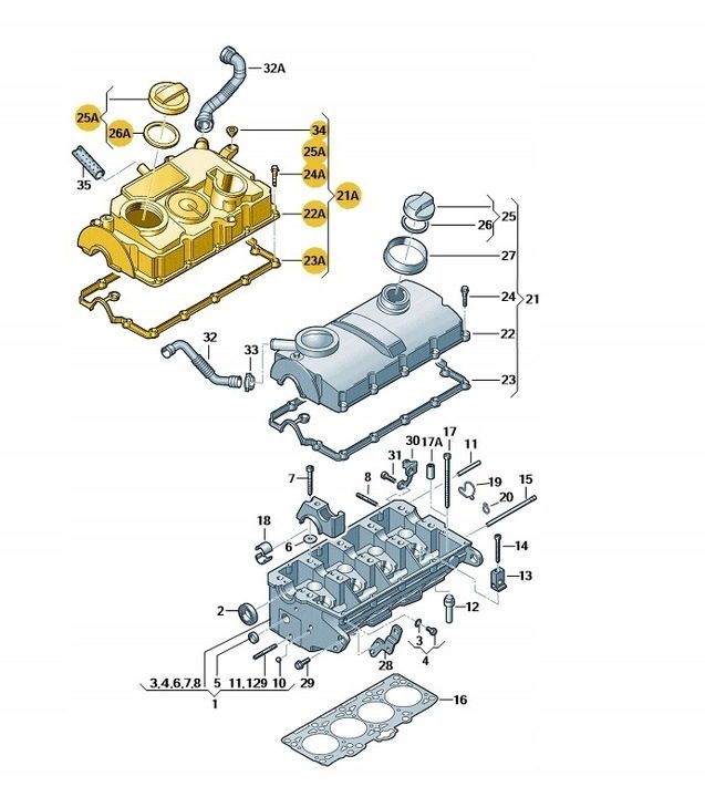 Couvercle de valve d'origine VW Audi, couvercle de valve 03G103469G