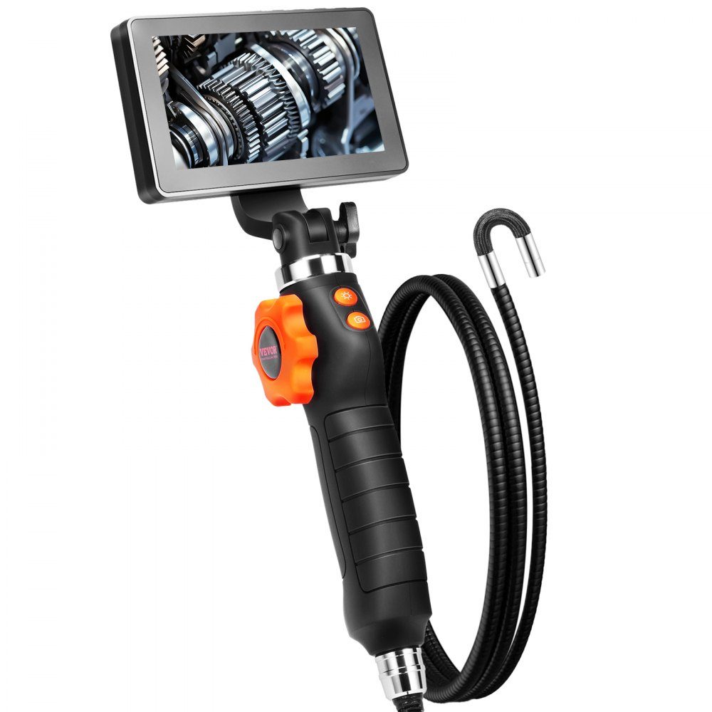 Articulating Endoscope Camera with Light, Two-Way Articulating Endoscope Inspection Camera with 6.4mm Small Lens, 5" IPS 1080P HD Screen, 8X Zoom, 8 LED Light Camera for Car, Plumbing (4.9ft)