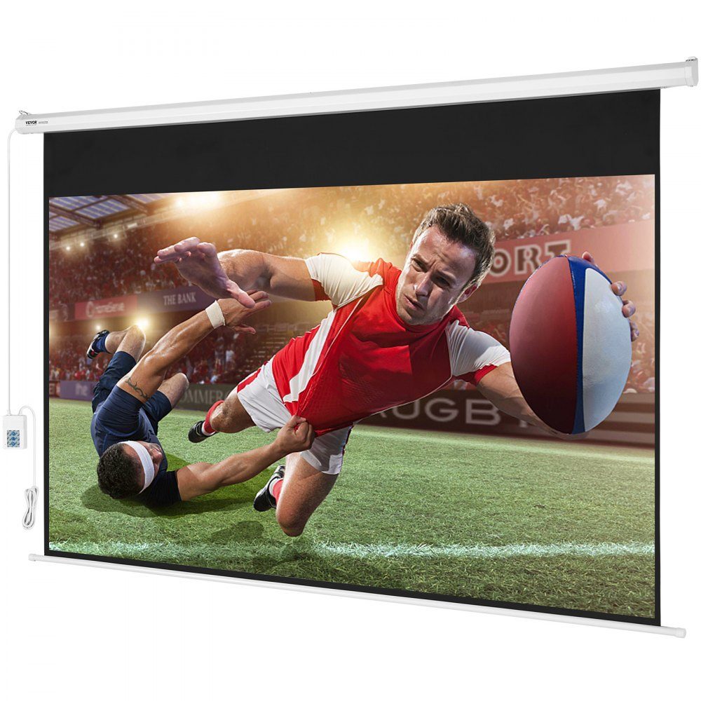 Motorized Projector Screen, 100 Inch 16:9 4K 1080 HD Electric Projector Screen, Automatic Projection Screen with Remote Control, Wall Mounted Cinema Screen for Family Home Office Theater