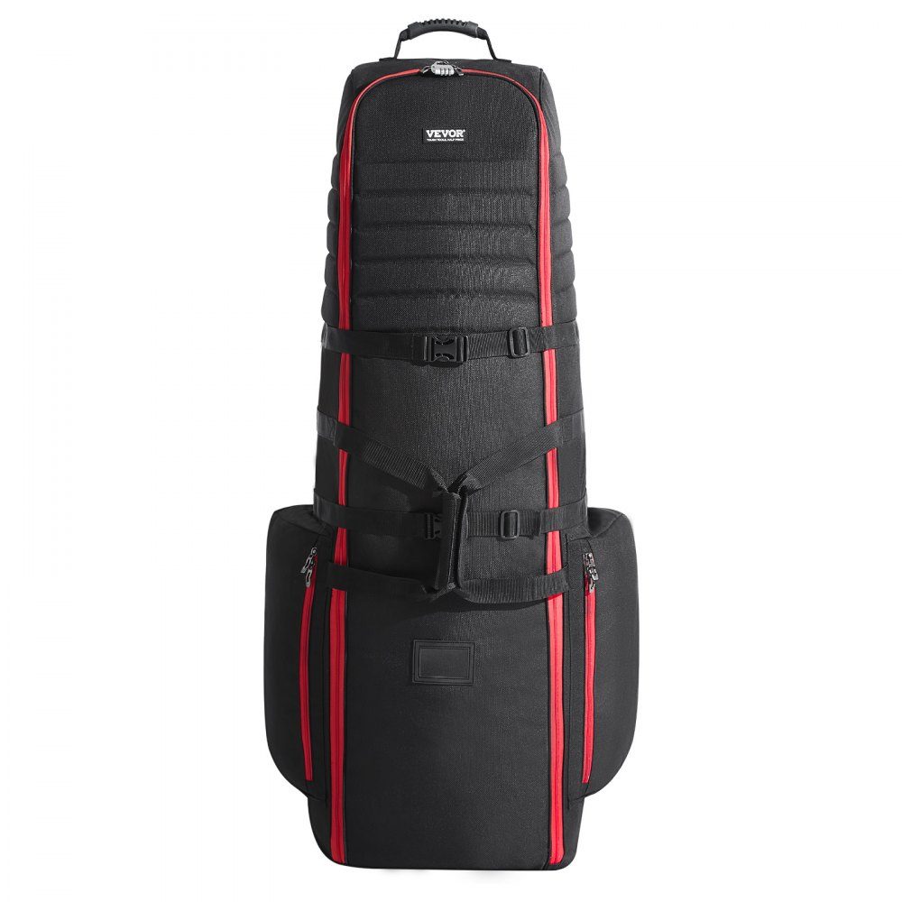 Golf-Reisetasche, Golfgepäck mit Rollen, strapazierfähig, 1800D Polyester Oxford, weiche Golfschläger-Aufbewahrungstasche für Flugzeug, wasserdicht, verschleißfest, Rot + Schwarz