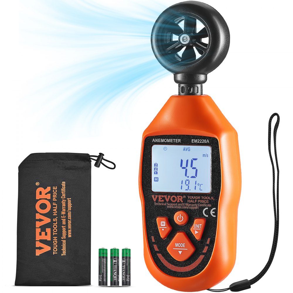 Anemometer 69.35 MPH Air Speed ​​Meter 163 x 54 x 32mm Anemometer IP44 Wind Meter Wind Strength Meter MAX/MIN/AVG/CU Wind Speed ​​Data -10-45℃ Air Meter Speed ​​Meter