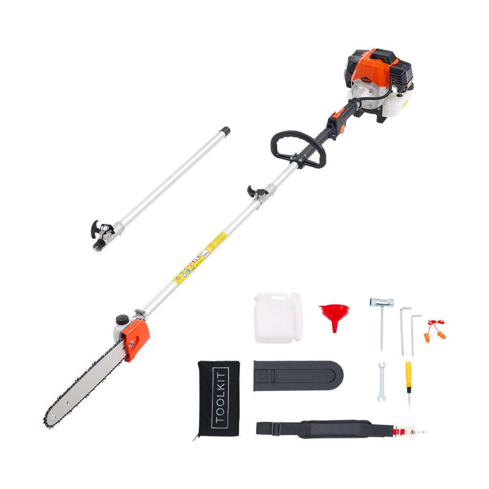 Petrol pole pruner, 2-stroke, 52cc, chainsaw, telescopic saw with 2.2-2.94m extendable pole, 14" blade, 850ml fuel tank, for powerful, safe sawing in high treetops Petrol pole pruner, 2-stroke, 52cc, chainsaw, telescopic saw with 2.2-2.94m extendable pole, 14" blade, 850ml fuel tank, for powerful, safe sawing in high treetops