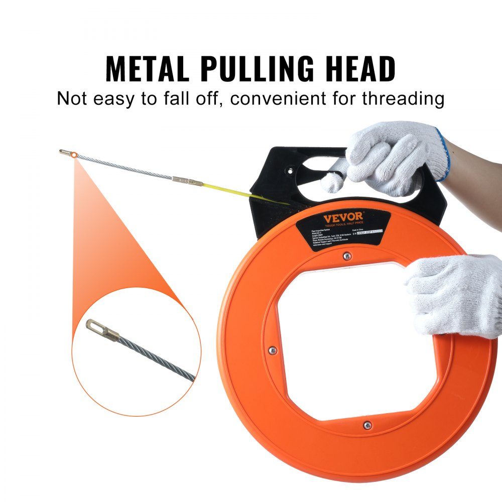 Fish Tape 100ft 3/16" glasvezel draadtrekker met geoptimaliseerd lichaam en handvat, eenvoudig te gebruiken kabeltrekker, flexibel draadvisgereedschap voor muren en elektrische draden, niet-geleidend