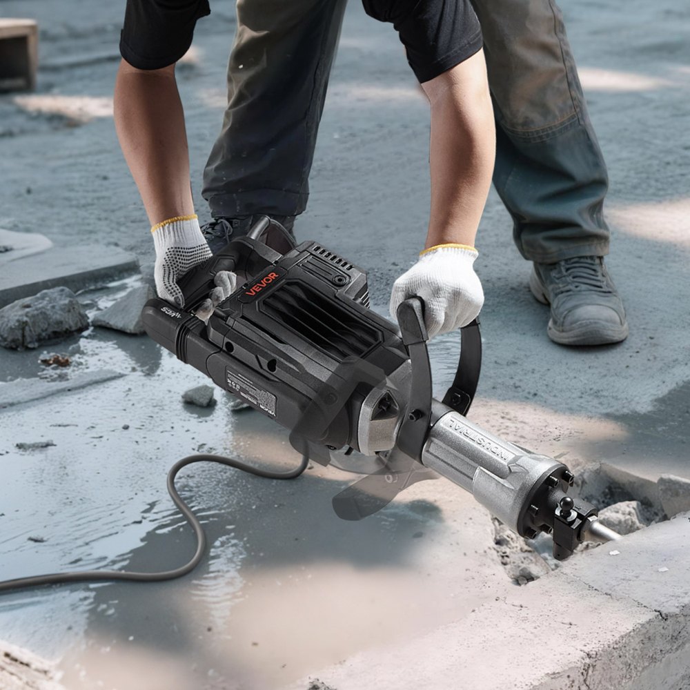 Abbruchhammer, 3000 W, elektrischer Betonhammer, 1700 BPM Presslufthammer mit Spitzmeißel, Tragetasche, Handschuhen und Schutzbrille, für Betonwände, Ziegel, Fliesen, Fundamente, Schwarz