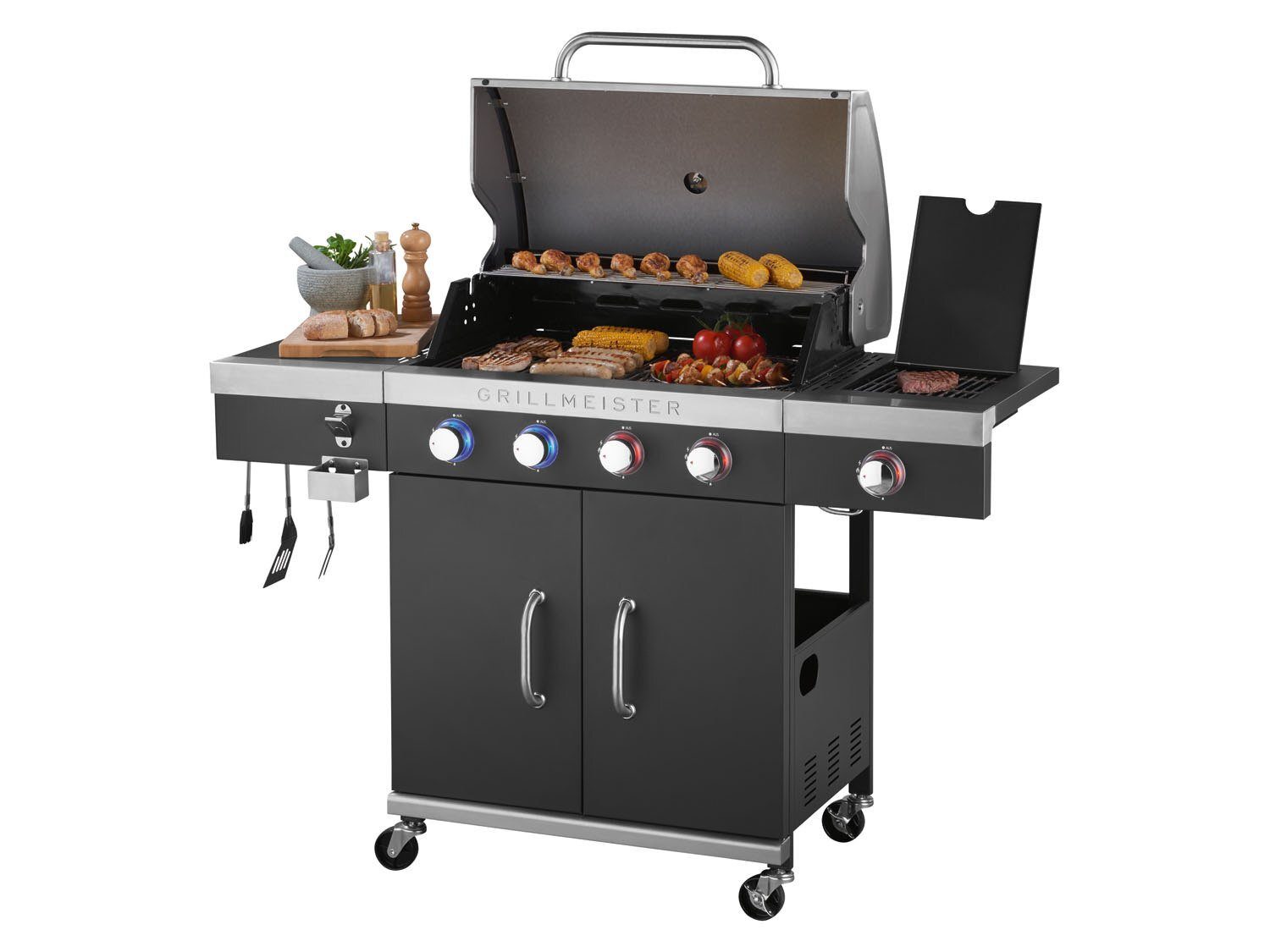 BBQ GRILLMEISTER gril à gaz 4 plus 1 brûleur