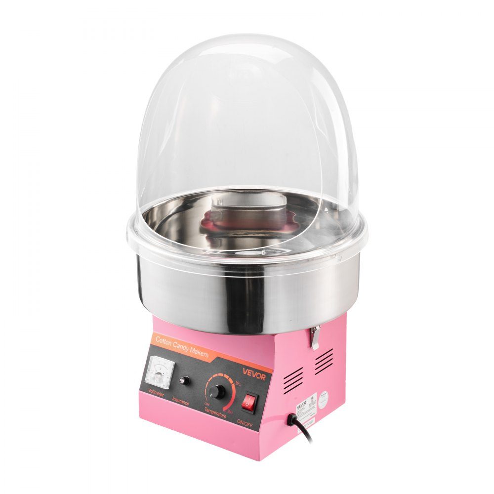 Elektrische suikerspinmachine 1000W, suikerspinmachine met deksel en roestvrijstalen kom en suikerlepel, ideaal voor carnaval, verjaardagen, familiebijeenkomsten, suikerspinmachine roze