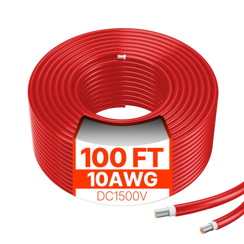 Câble solaire de 30,5 m, câble d'extension de panneau solaire, câble 10 AWG, câble PV étanche IP67 pour panneaux solaires domestiques, -40 à 105 ℃, navires et camping-cars, rouge Câble solaire de 30,5 m, câble d'extension de panneau solaire, câble 10 AWG, câble PV étanche IP67 pour panneaux solaires domestiques, -40 à 105 ℃, navires et camping-cars, rouge