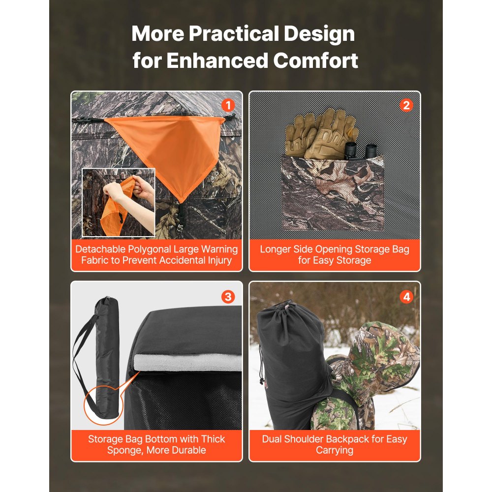Tente de chasse, cachette de chasse pour 4 à 5 personnes, panneaux de fond transparents avec sac de transport, tente de camouflage robuste avec porte et fenêtre à fermeture éclair silencieuse, abri de chasse pour moutons, cerfs et lapins Tente de chasse, cachette de chasse pour 4 à 5 personnes, panneaux de fond transparents avec sac de transport, tente de camouflage robuste avec porte et fenêtre à fermeture éclair silencieuse, abri de chasse pour moutons, cerfs et lapins