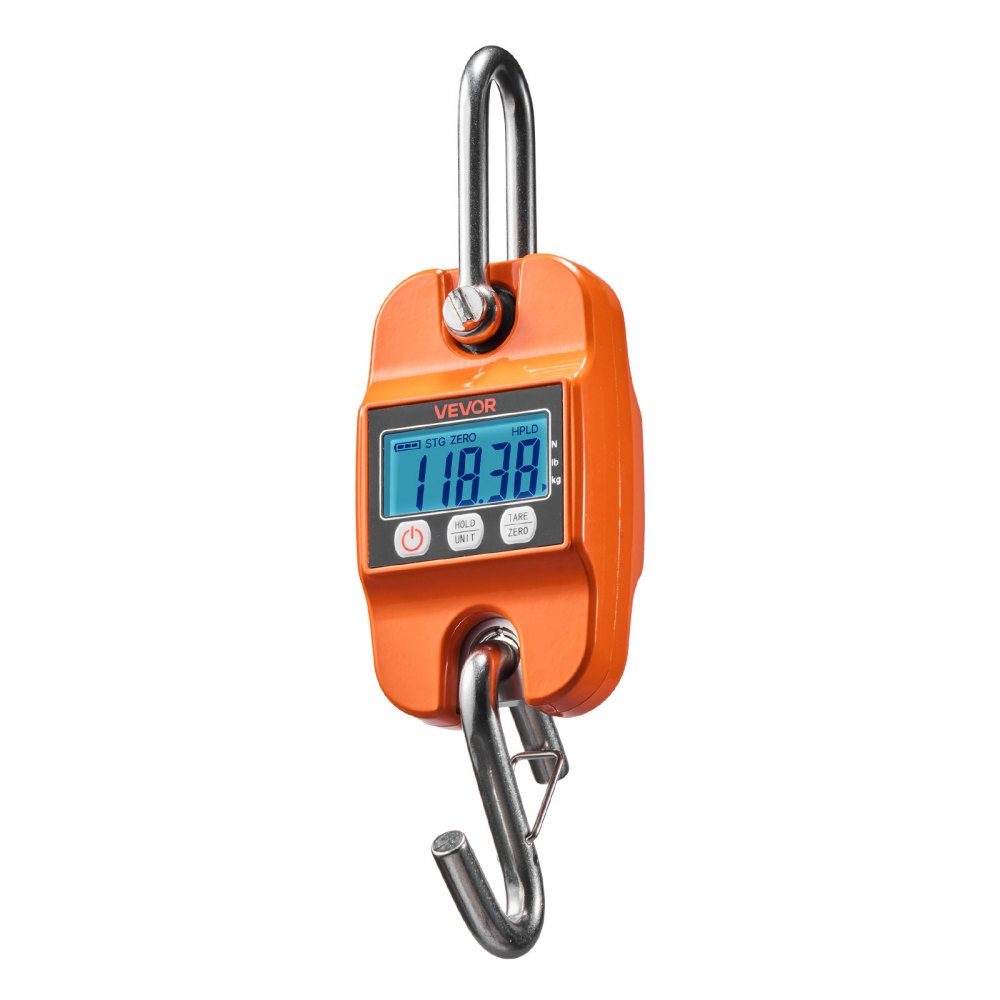 Crane scale 400 kg, digital hanging scale with cast aluminum housing & LCD, game scale 100 g division & 3-stage display, pull scale fish scale, suitable for agriculture, hunting & fishing